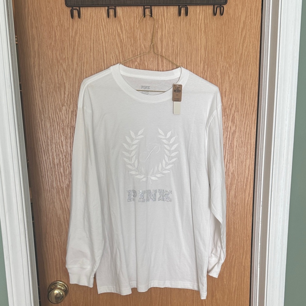 White Long Sleeve “Pink” brand shirt